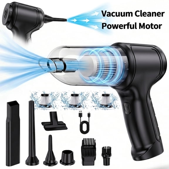 YIKEXINCHEN 9000Pa Handheld Car Vacuum Cleaner Cordless,4-in-1 Portable Mini Household Compact Vacuum Cleaner with 7 Attachments for Car