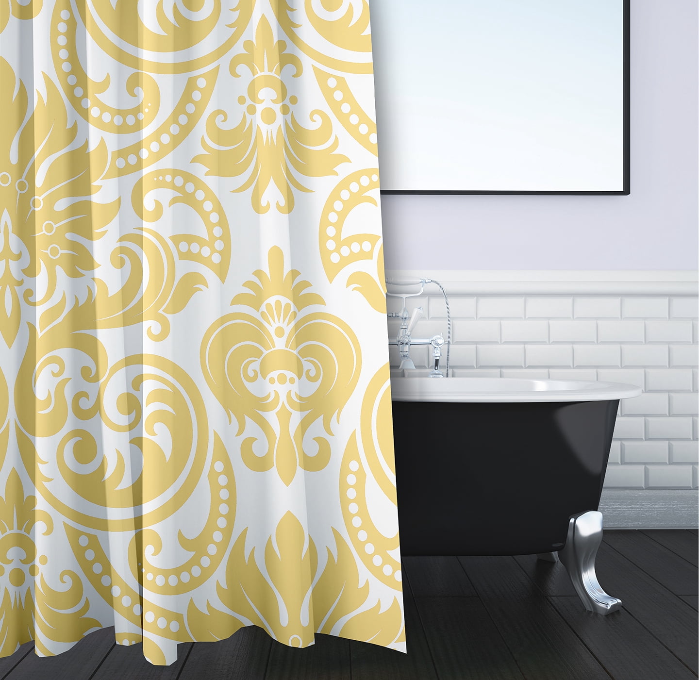 Simply Daisy 70" W x 73" L Alexys Polyester Shower Curtain, Yellow [1 Ct]