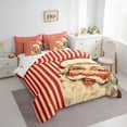 thumbnail image 3 of Manfei Cartoon Santa Claue Bedding Comforter Set 7pcs for Child, Happy New Year Queen Bedding Sets, Red Stripes Geometric Reversible Queen Sheet Sets, Lightweight Room Decor, 3 of 7