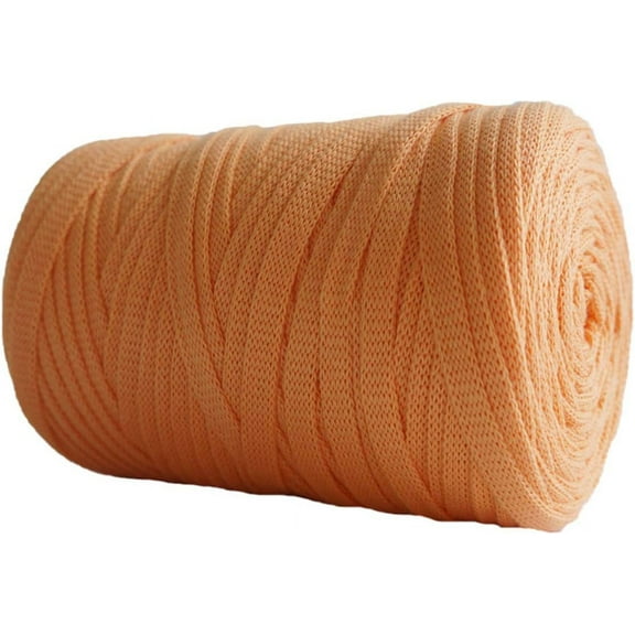Nvzi 250g 8.1oz Soild Color Fancy Yarns DIY Bag Handbag Carpet Cushion Cotton Cloth T-Shirt Yarn Knitting Crochet Yarn Pet Cave Basket Crochet Bag Fabric Yarn, Light Orange