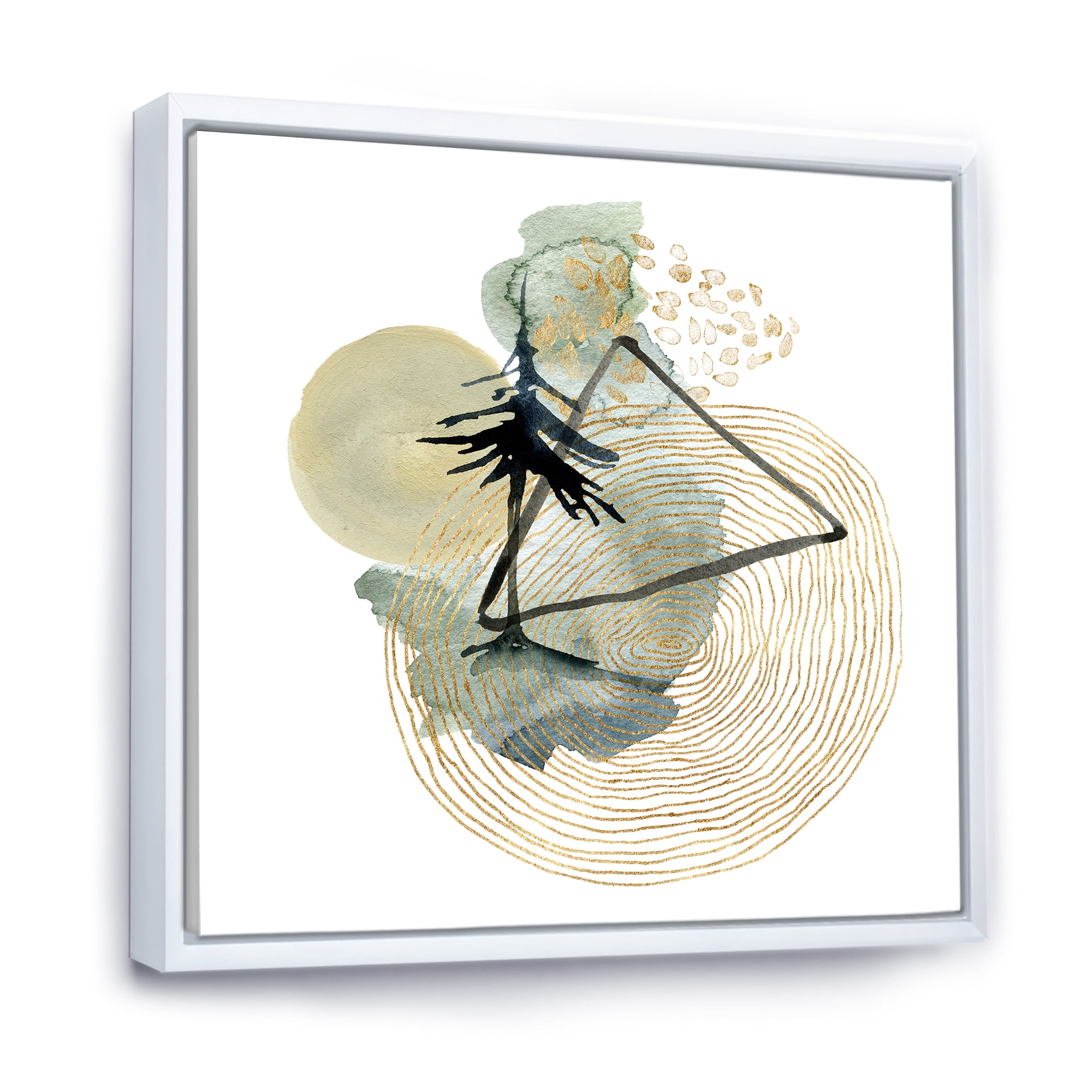 Designart 'Abstract Landscape Of Mountains Tree and Moon' Mid-Century Modern Framed Canvas Wall Art Print