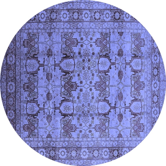 Ahgly Company Indoor Round Oriental Blue Industrial Area Rugs, 3' Round