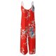 thumbnail image 4 of ICHUANYI Clearance Women Print Jumpsuit Pajamas Casual Sling Wide Leg Long Pants(Red, M) ICHUANYI WER2023081008443, 4 of 5