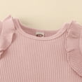 thumbnail image 5 of TOWED22 Baby Girl Summer Clothes Newborn Going Home Outfit Ruffle Ribbed Romper Tops Floral Shorts Set + Headband Pink,12-18 M, 5 of 7