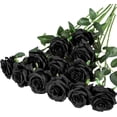 thumbnail image 1 of Xiao Hua 12 ramos de flores artificiales de seda, rosas realistas con tallos largos para decoración del hogar, boda o fiesta (negro), 1 of 4