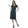 thumbnail image 6 of Bimba Women's Short Sleeve Collar Neck Bodycon Chambrey Dress With Belt, 6 of 9