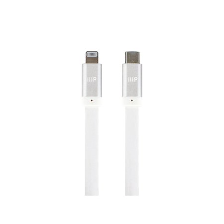 UPC: 0889028125533 | Monoprice Apple MFi Certified Flat Lightning to USB Type-C and Sync Cable – 6 Feet – White | Compatible with iPod  iPhone  iPad w/ Lightning Connector