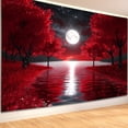 thumbnail image 1 of Tapiz para colgar en la pared, árbol rojo, luz de luna, noche de fantasía, 150 x 130 cm, 1 of 3