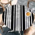 thumbnail image 2 of Black Grey Stripe Round Tablecloth, Fitted Table Cover with Elastic for 45"-54" Round Tables, Farmhouse Minimalist Striped Table Cloth Outdoor Indoor Dinning Party Waterproof Tablecloths, 2 of 7