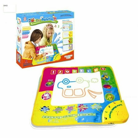 Elegantoss Water Drawing Mat Board with Magic Pen Water Doodle Music & Light Mat. A 3 Color Mat for Children with Foam Cut Out shapes For