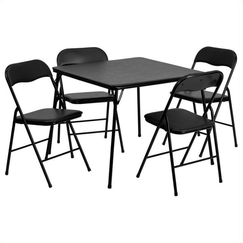 MECO Sudden Comfort 5 Piece 34x34 Card Table and 4 Chairs Folding Furniture Set 