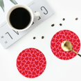 thumbnail image 4 of Fuzoiu Red Love Heart Print Leather Coasters Set,Drink Coasters Set of 4,for Tabletop Protection, Durable PVC Coasters,Home Décor and Housewarming Gift-Round Shape, 4 of 6