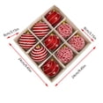 thumbnail image 3 of Kokovifyves 9Pcs 3.15" Red White Glitter Christmas Ball Ornaments Set with Hanging Loops,3 Styles Star Wave Lace Hanging Baubles for Xmas Tree Holiday Decor, 3 of 8