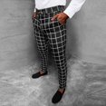 thumbnail image 6 of Male All Matching Versatile Casual Plaid Button Slim Leggings Pants Sports Shopping Fashion Suit Trousers Black XL, 6 of 9