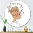 thumbnail image 2 of Designart 'One Line Portrait of Afro American Woman I' Modern Circle Metal Wall Art 36x36 - Disc of 36, 2 of 5