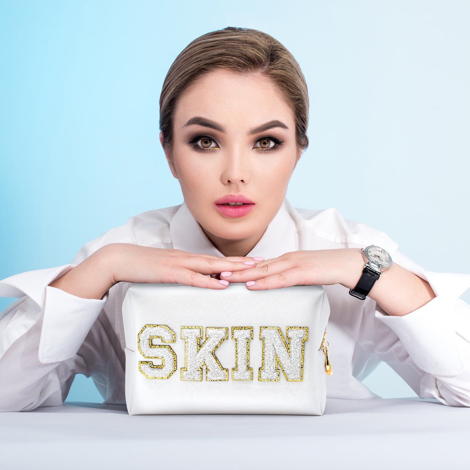 Makeup Bag - White Checkered – Mud & Honey - Salon & Boutique