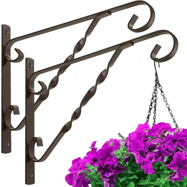 2 Pack Hanging Plant Brackets 12" Hooks Hangers Outdoor for Flower