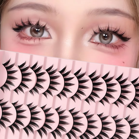 RAGUPEL Manga Lashes Natural Look False Eyelashes Anime Lashes Wispy Spiky 8D Volume Eyelashes Pack Korean Japanese Asian Eyelashes Look Like Individual Cluster Fairy Lashes