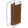 thumbnail image 2 of MyGift 15 Inch Mid Century Modern Magazine Holder with Brass Tone Metal Frame and Caramel Brown Leatherette Sling, Freestanding Storage Organizer Newspaper Rack, 2 of 7