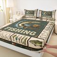thumbnail image 3 of Manfei Retro Rustic Fish Fitted Sheet Full, Farmhouse Fishing Bed Set, Green Beige Brown, 3-Piece, 1 Fitted Sheet and 2 Pillowcases, 3 of 6
