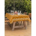 thumbnail image 3 of Outdoor Tablecloth with Umbrella Hole for Patio/Picnic/Party/Camping, Orange Spring Leaves Waterproof Table Cloth Rectangle Table Cover Washable, Pastoral Botanical Striped Flowers (52"x 70"), 3 of 8