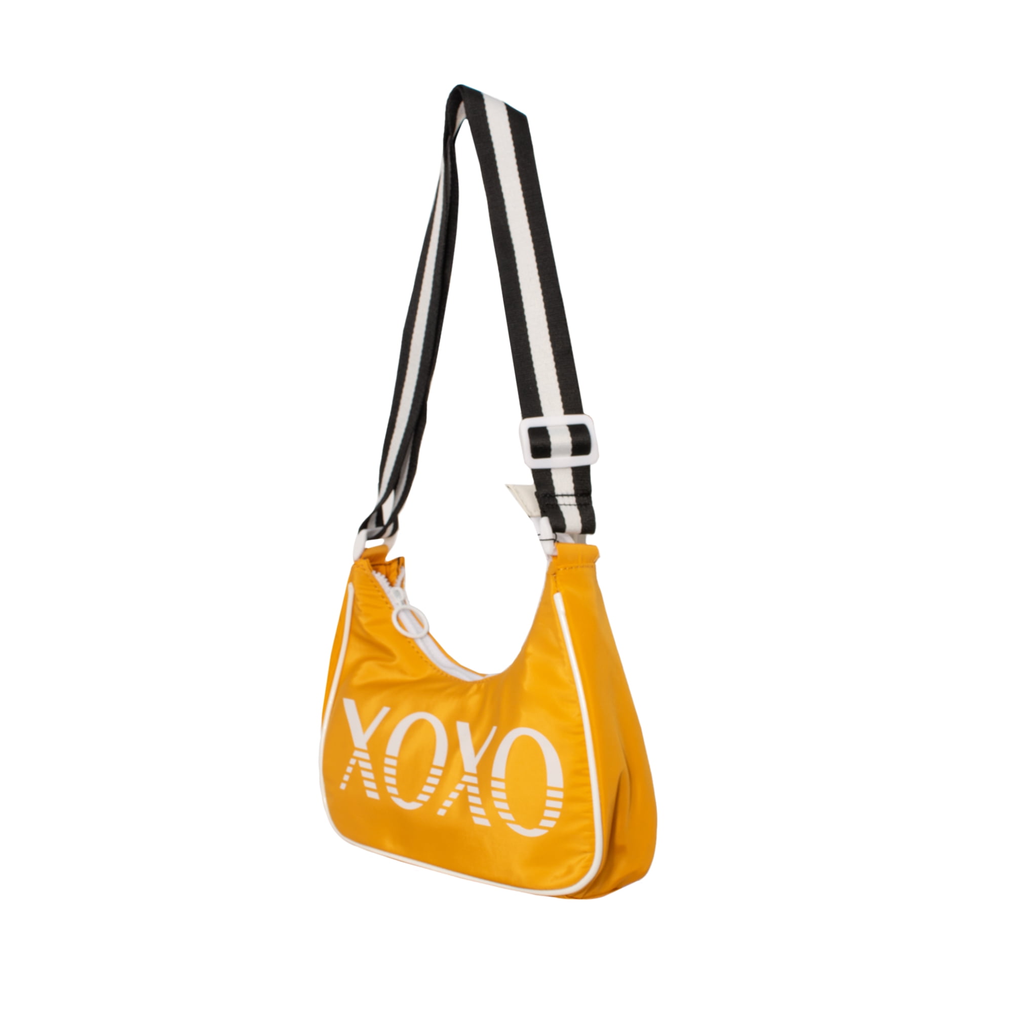 XOXO Women's Nylon Yellow Everyday Cross Body Bag with Adjustable Stripe Web Strap