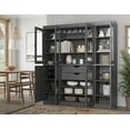 thumbnail image 2 of 100% Solid Wood Kitchen Pantry Storage Cabinet with Solid, Clear Glass Doors, Adjustable Shelves and 2-Drawers, Gray China Cabinet, 2 of 6