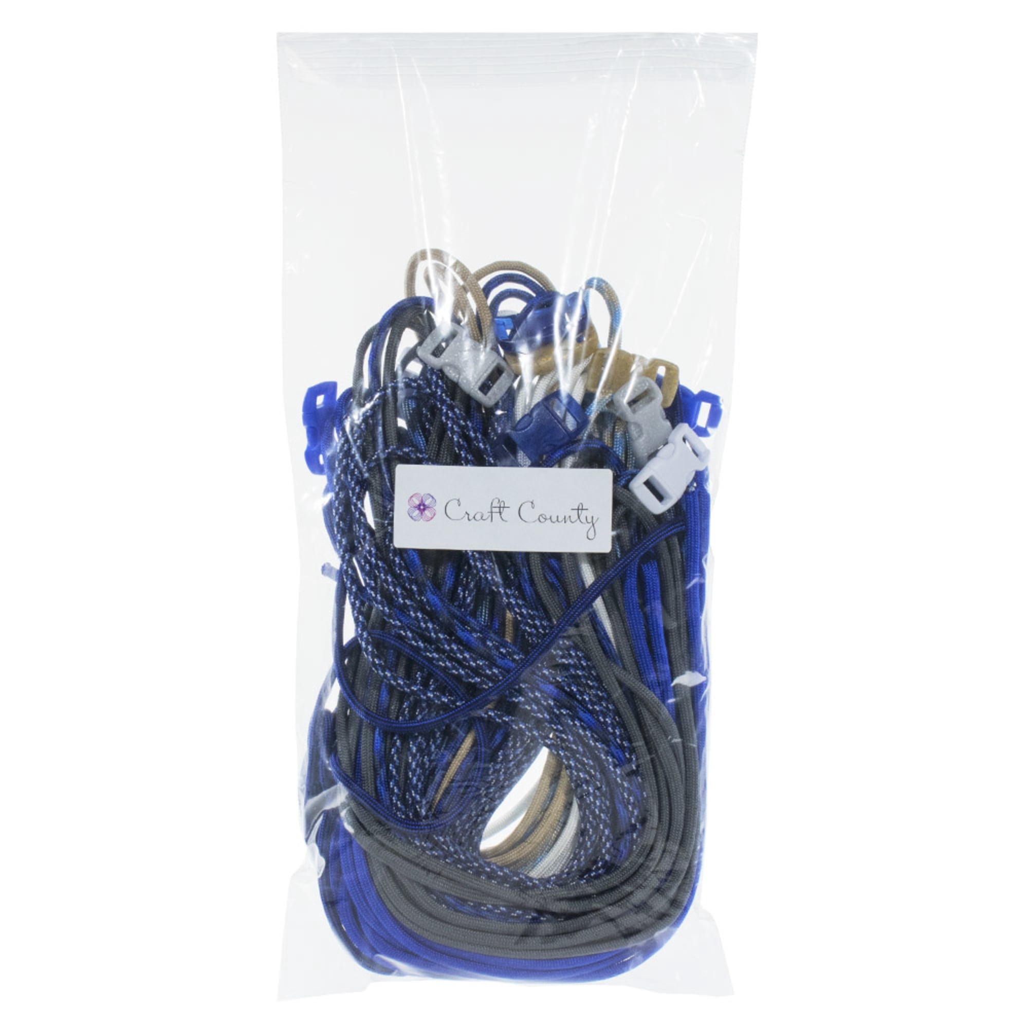 Craft County Kids 550 Paracord Crafting DIY Kits - 100 Feet of Paracord & 10 3/8" Buckles - Ideal for Arts & Crafts, Bracelets, Keychains, Lanyards