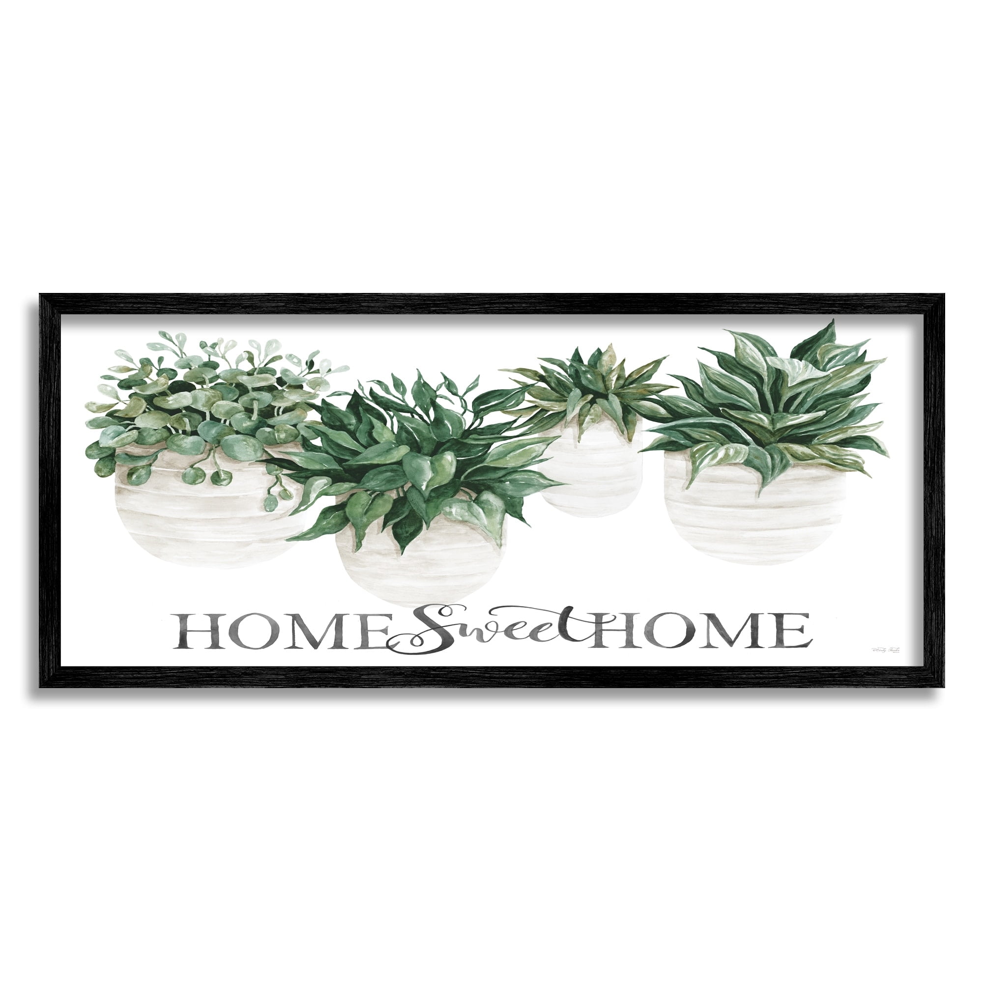 Stupell Industries Sweet Home Lush Succulents House Plants Sign Graphic Art Black Framed Art Print Wall Art, Design by Cindy Jacobs