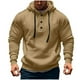thumbnail image 2 of Sudadera con capucha para hombre, color liso, a la moda, con bolsillo, botón, cordón, informal, deportiva, de manga larga, cárdigan con capucha, sudadera para hombre, blusa de poliéster, 2 of 5