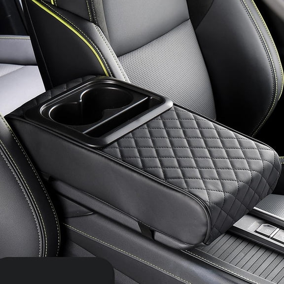 3-in-1 Car Center Console Cover with Cup Holder & Phone Slot, Soft Armrest Cushion for Most Vehicles, Universal Interior Organizer