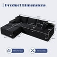 thumbnail image 3 of QJTC 105" Modular Sectional Sofa for Living Room Bedroom, Modern L-Shaped Boneless Couch with Deep Seat, Corduroy Cloud Couch with Memory Foam, No Assembly Required (Black, Left Facing Chaise), 3 of 8