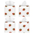 thumbnail image 2 of Sikiie Hand Drawn Strawberry Leather Tissue Box Cover Square, tissue box holder, Tissue Box with Bottom Belt-5.2”x5.2”x5.2”, 2 of 7