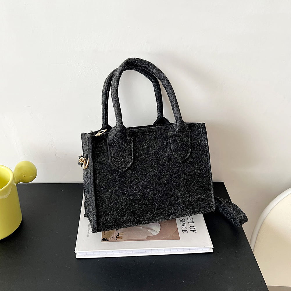 CHAMAIR Felt Shoulder Message Bag Pure Mini Purse Crossbody Tote Handbag  (Black) 