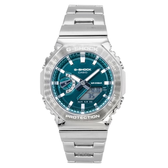 Casio G-Shock G-Steel Analog Digital Stainless Steel Green Dial Quartz GM-2110D-3A1 200M Men's Watch