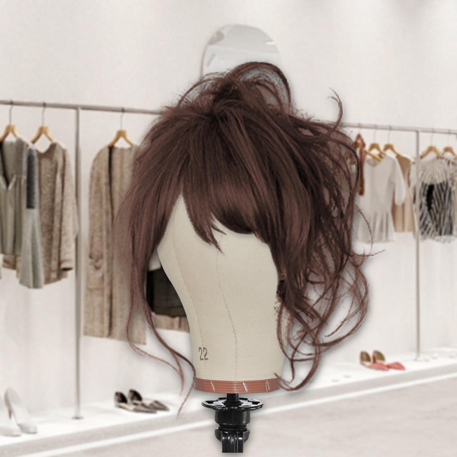 Dualoai Canvas Mannequin Head Compact with Mounting Holes for Making s, Scarf, Beauty 22inch