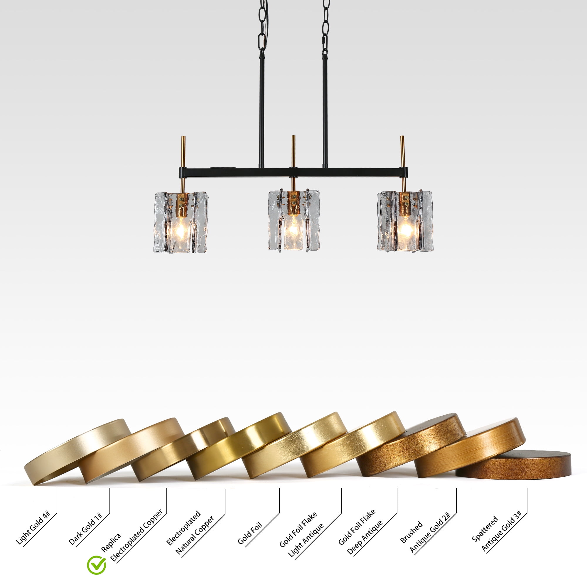LNC Tucana 3-Light Modern/Contemporary Ribbed Glass Linear LED Large Hanging Pendant Light