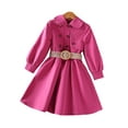 thumbnail image 2 of KYAIGUO Toddler Girls Spring Autumn Trench Coat Dress Kids Double Breasted Ruffle Dress Windbreaker Jacket 4-7Y Flare Sleeve Princess Outerwears Skirt, 2 of 9
