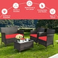 thumbnail image 4 of Gymax 4 Pieces Patio Rattan Conversation Furniture Set Outdoor w/ Brown & Red Cushion, 4 of 9