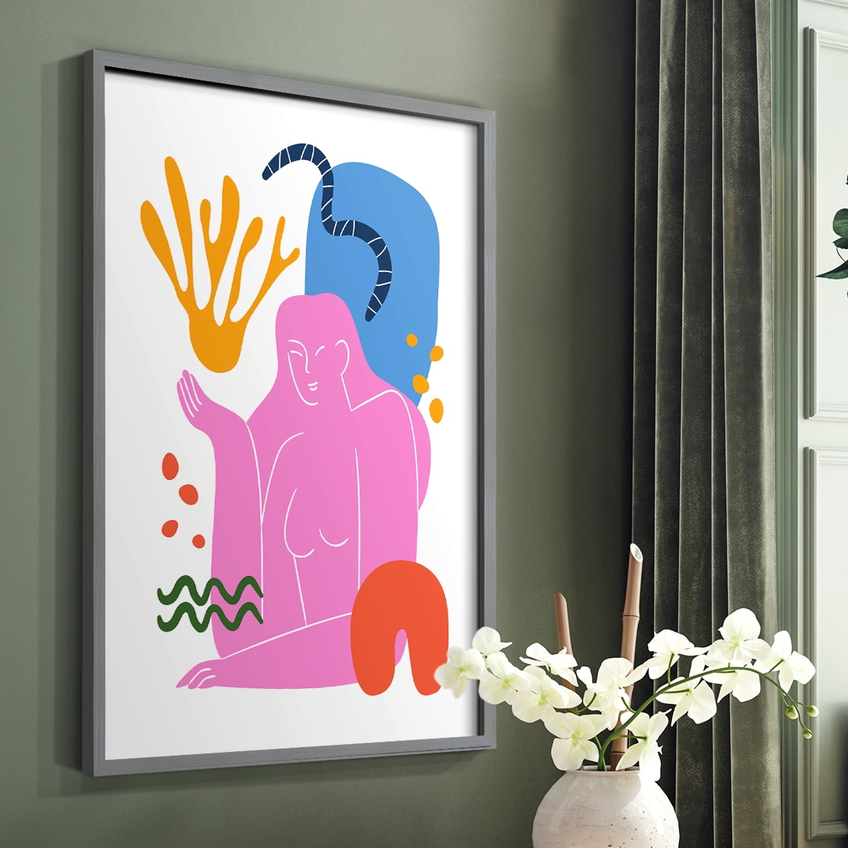 Matisse CDXXXIX in Gray Solid Wood Framed Print No Nail Hanging