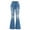 E294-Blue, variant on Embroidered Heart Flare Leg Jeans for Girls, Washed Slim Fit Stretch Denim, Bootcut Trousers with Comfort Waist, Size 6-13 Years