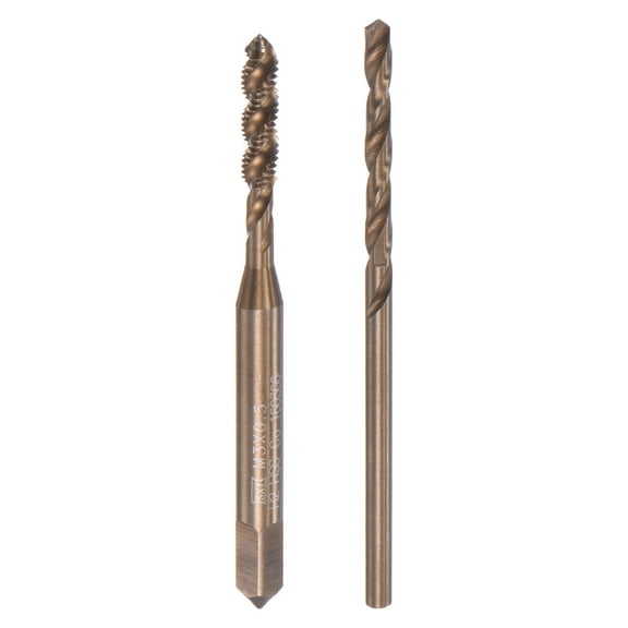 Uxcell M3 x 0.5 Spiral Flute Tap and 2.5mm Drill Bit Set M35 Cobalt High Speed Steel