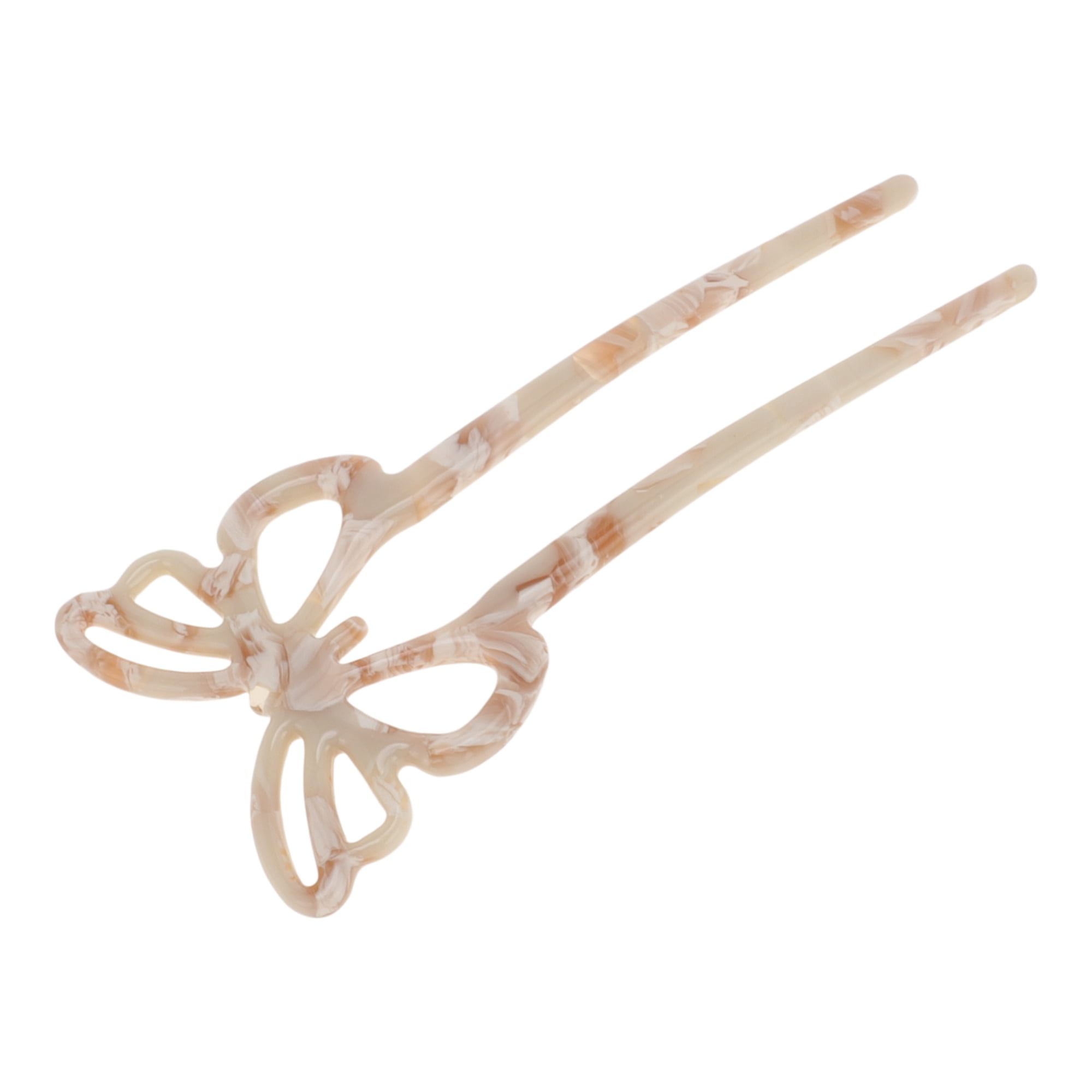 Unique Bargains Butterfly Hair Stick Fork Pins for Women 1 Pc Light Khaki