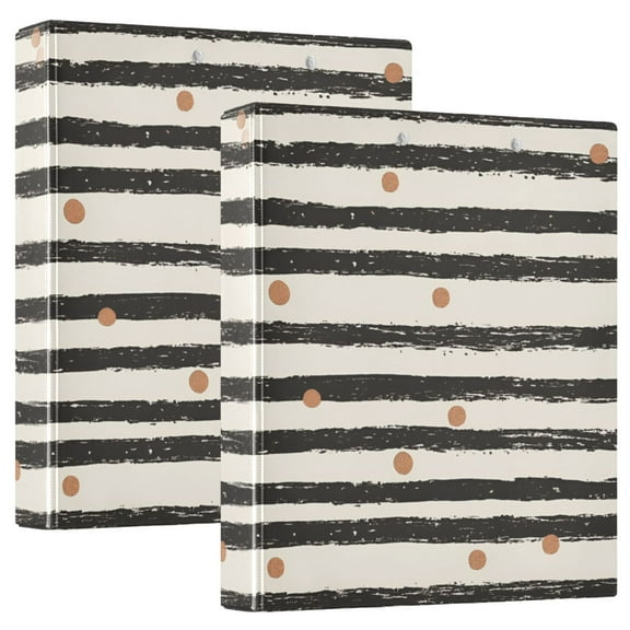 FORMRS 3 Ring Binder 1.5 inch with Pockets Set of 2 Clip Board 200 Sheets Capacity, Black Stripes