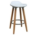 thumbnail image 1 of Set of 2 Mid-Century ABS & Solid Wood 26'' Counter Stool in White, 1 of 7