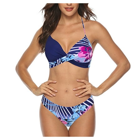 2 Piece Bikinis V-Neck for Women Womens Padded Push-up Bra Bikini Set Swimsuit Bathing Suit Swimwear Beachwear Swim Suits Trendy 2025 Purple