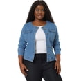 thumbnail image 1 of Women's Plus Size Long Sleeves Collarless Denim Jacket Sky Blue 2X, 1 of 6