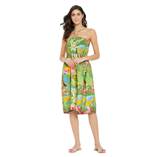 Oussum Robe Tube Courte pour Femmes Sans Manches, Robes d'Été, Vert