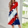 thumbnail image 4 of 4Th Of July Dress Women Plus Size, American Flag T Shirt Long Dresses Casual Cotton Patriotic Short Sleeve Round Neck Pocket Dress Baby Blue Sequin Dress For Dresses (XL, Vermilion) ZMTing, 4 of 5