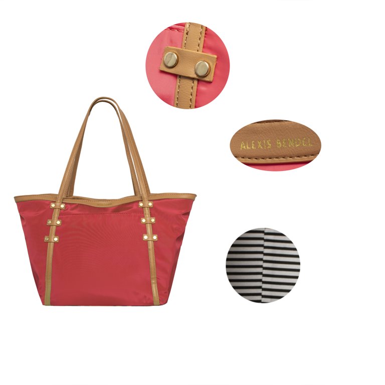Alexis Bendel Women's Nylon Pink Tote Everyday Handbag withVegan Leather  Strap